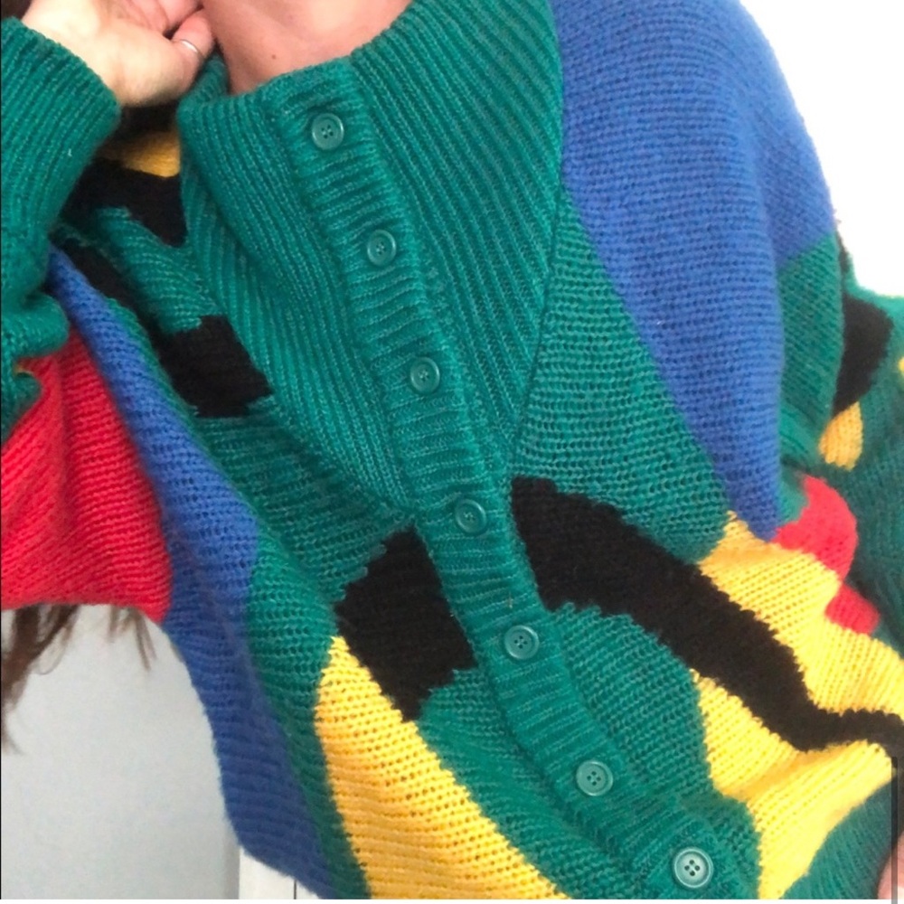 Vintage color block mock neck sweater - Picture 9 of 9